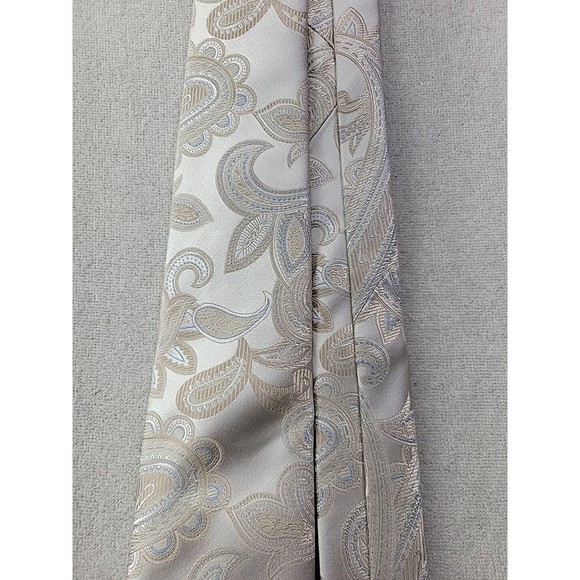 NEW - Sean John Rich Paisley Silk Neck Tie Metallic Silver Jaquard NWT $59.50 - Picture 5 of 11